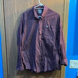 Maroon print long sleeve button western shirt